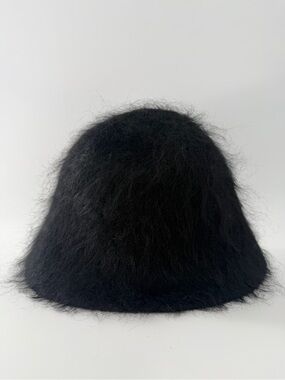 Cos Black Mohair Blend Fuzzy Textured Knitted Bucket Hat